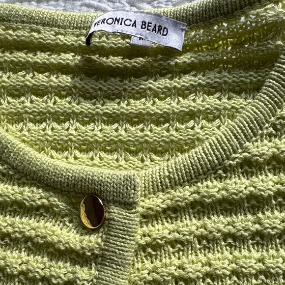 Veronica Beard Green Cardigan Sweater PtP 22” - Picture 7 of 8
